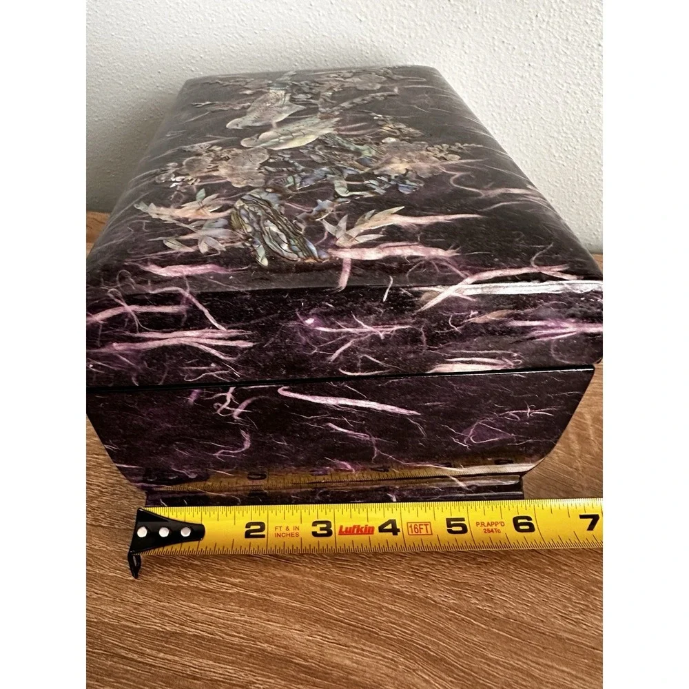 Vtg Korean Purple Lacquer Music Jewelry Box Cantilever 8